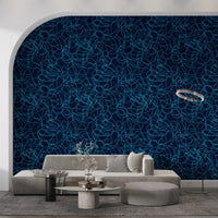 Navy Fluid Scribble Art Wallpaper⁠