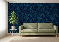 Navy Fluid Scribble Art Wallpaper⁠