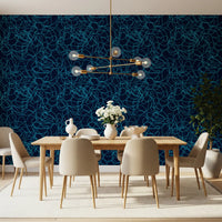 Navy Fluid Scribble Art Wallpaper⁠