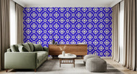 Geometric Cobalt Interlocking Pattern Wallpaper⁠