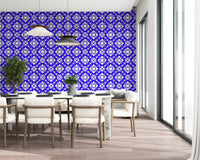 Geometric Cobalt Interlocking Pattern Wallpaper⁠