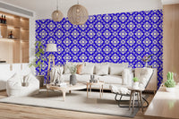 Geometric Cobalt Interlocking Pattern Wallpaper⁠