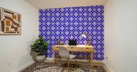 Geometric Cobalt Interlocking Pattern Wallpaper⁠