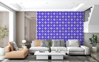 Geometric Cobalt Interlocking Pattern Wallpaper⁠