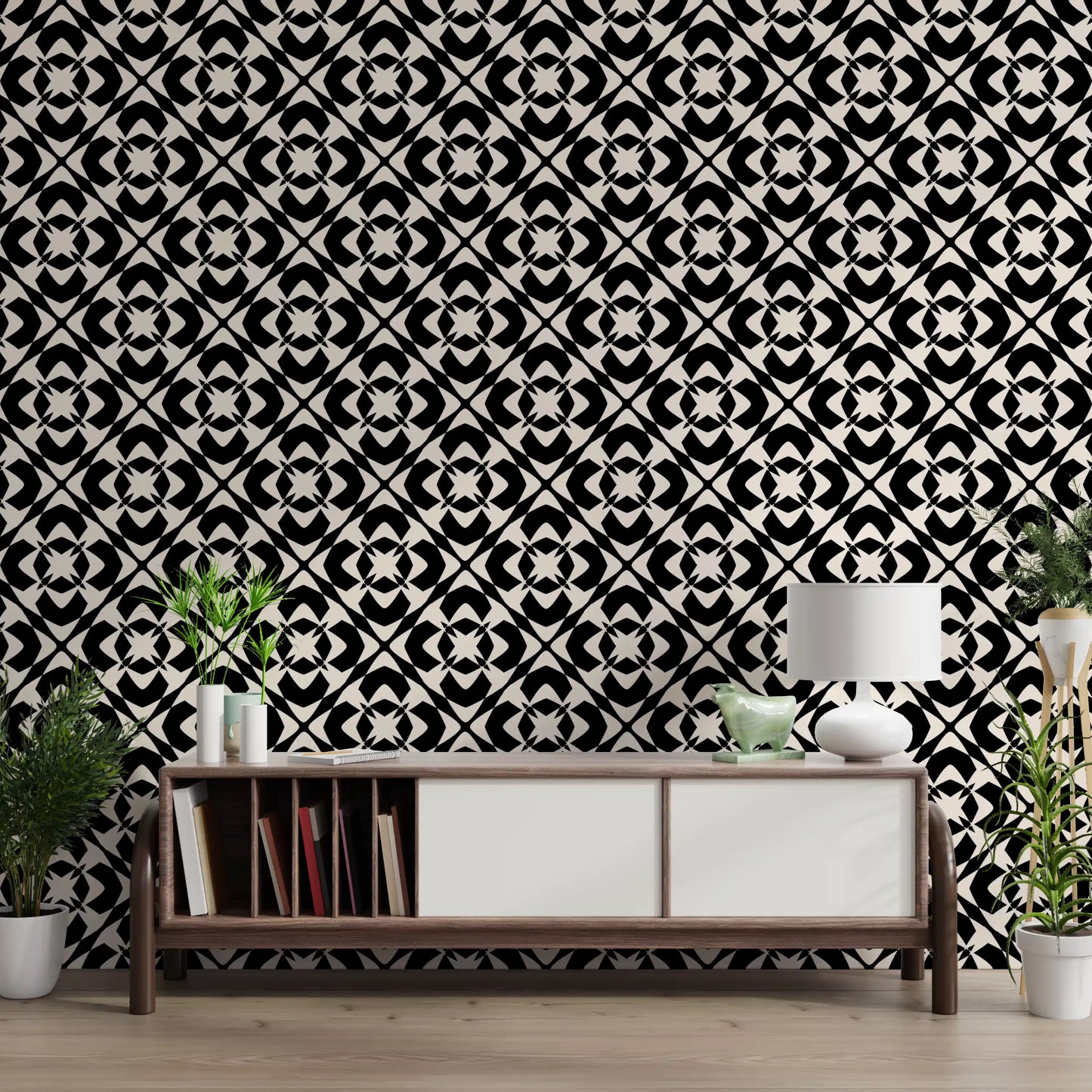 Modern Classic Geometric Lattice Wallpaper⁠