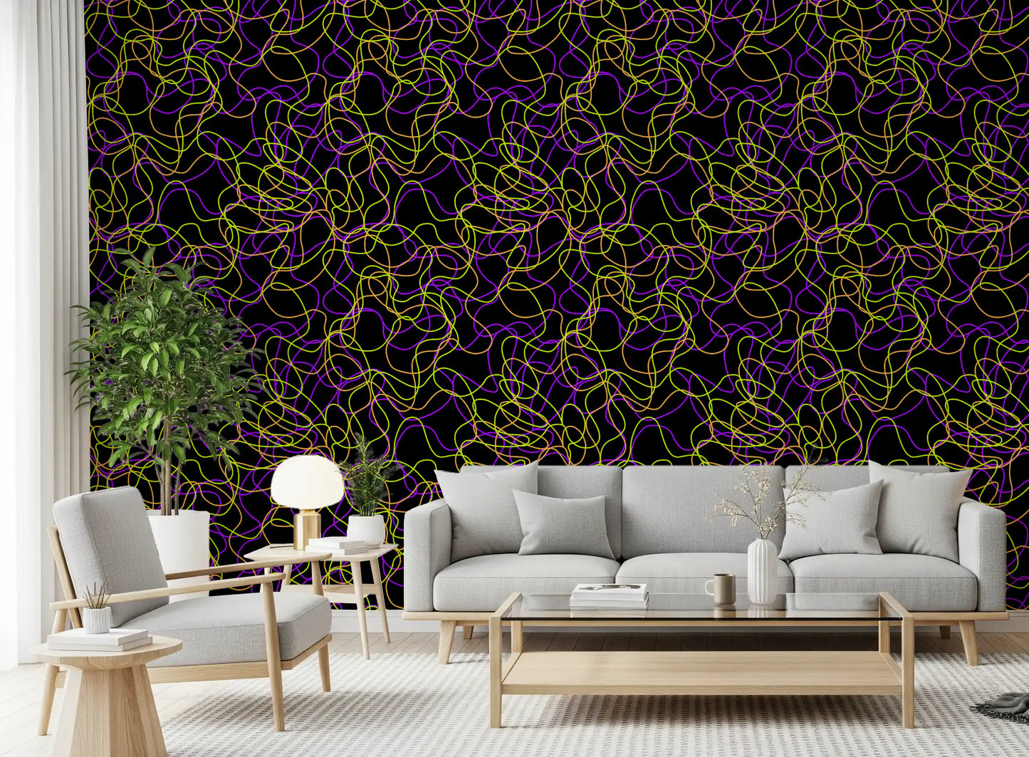 Tangled Glow Modern Art Wallpaper⁠