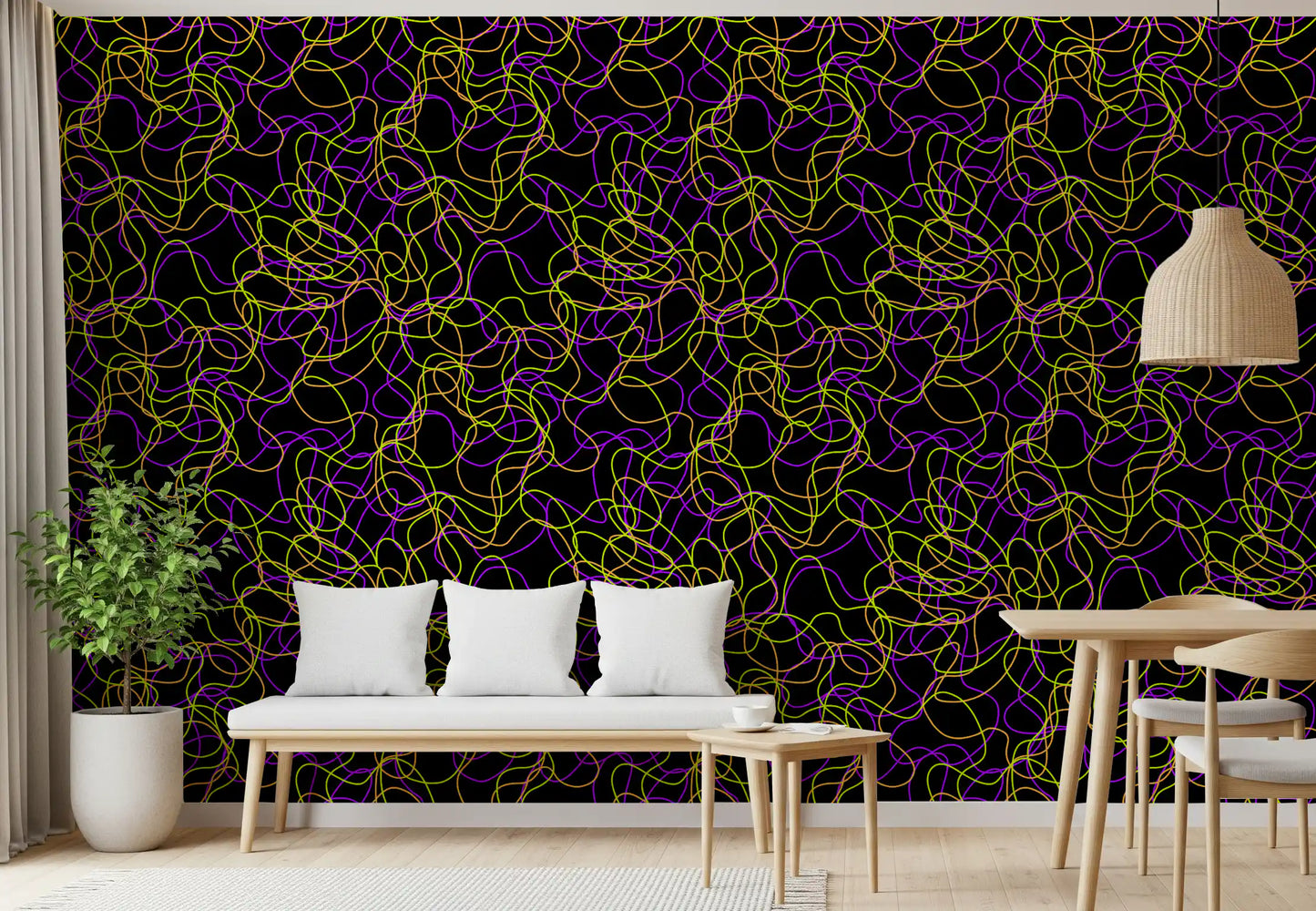 Tangled Glow Modern Art Wallpaper⁠