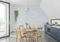 Serene Blue Floral Sketch Wallpaper⁠
