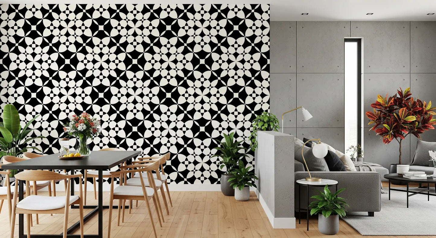 Abstract Geometric Monochrome Curves Wallpaper⁠