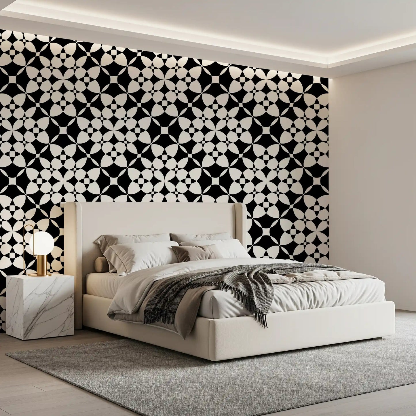 Abstract Geometric Monochrome Curves Wallpaper⁠