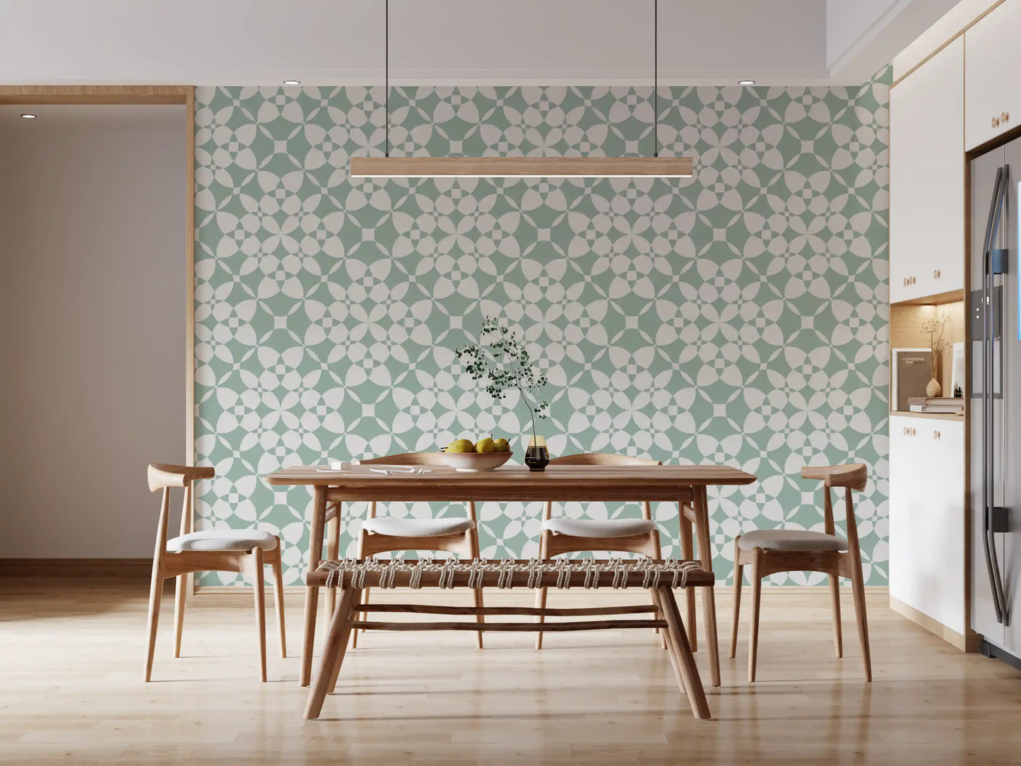 Sage Geometric Interlocking Arcs Wallpaper⁠