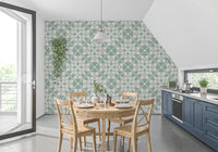Sage Geometric Interlocking Arcs Wallpaper⁠