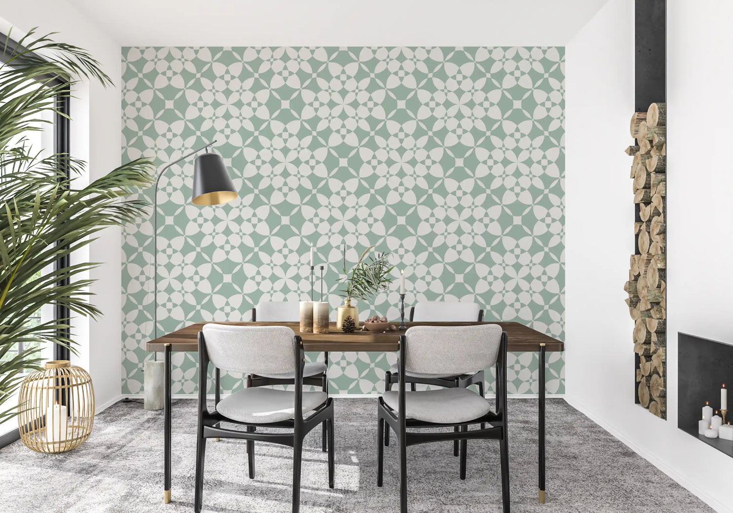 Sage Geometric Interlocking Arcs Wallpaper⁠