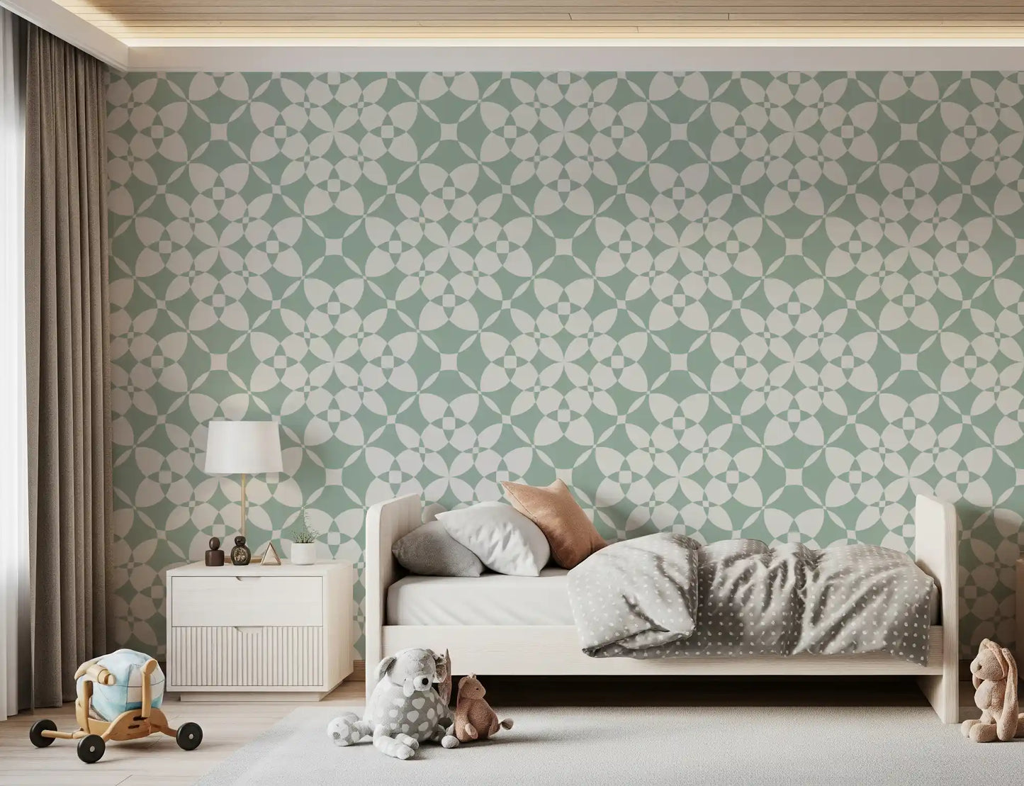 Sage Geometric Interlocking Arcs Wallpaper⁠