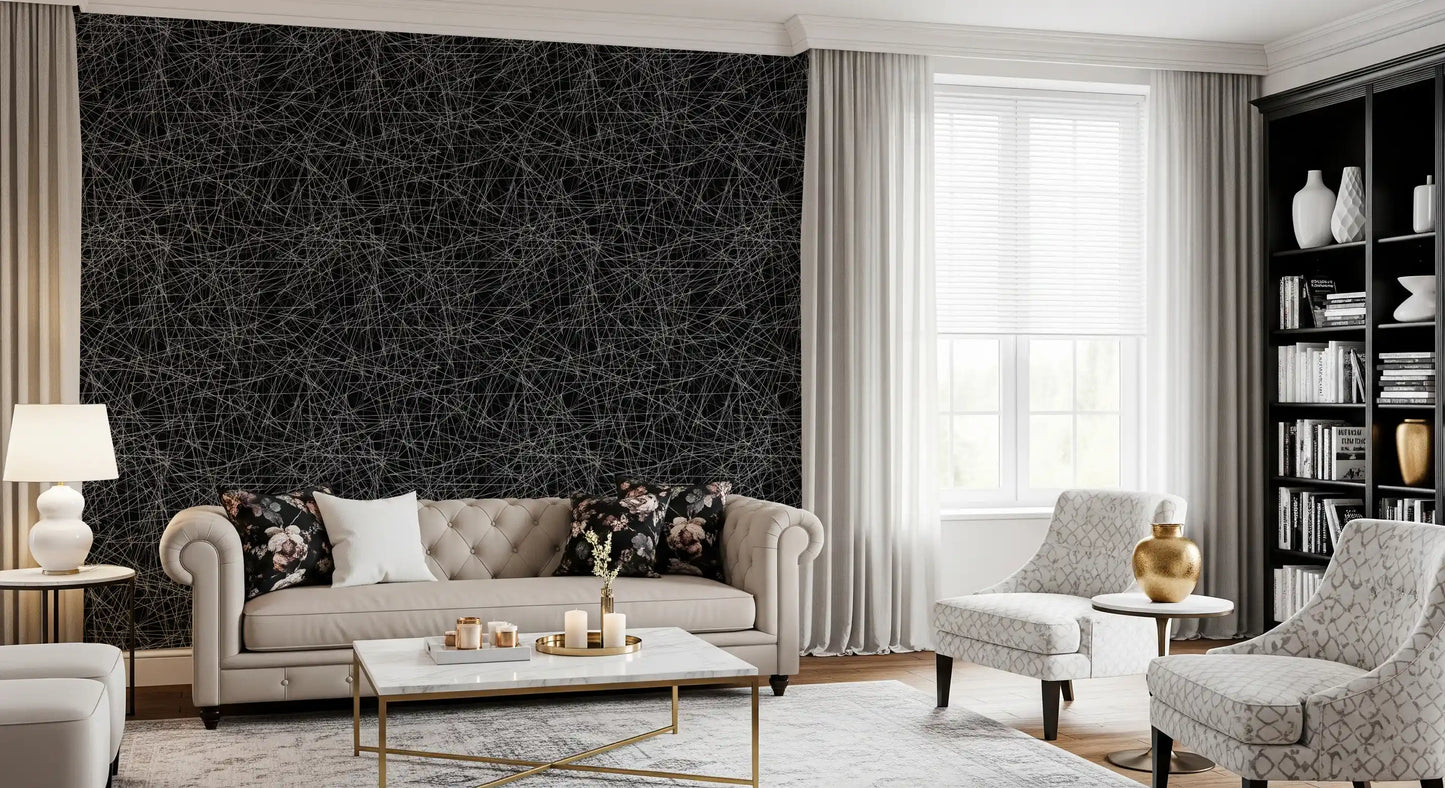 Monochromatic Tangled Web Abstract Wallpaper⁠