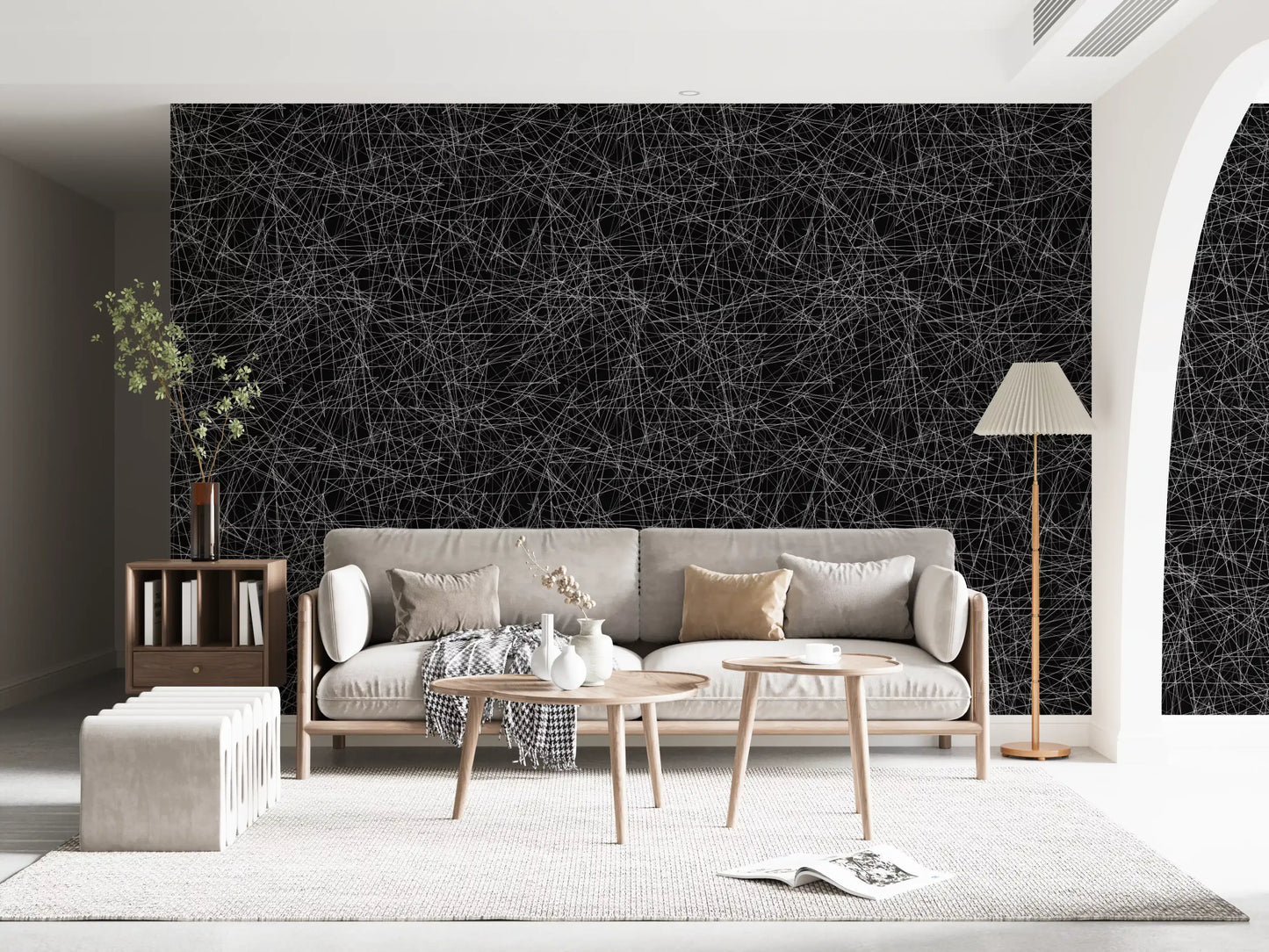 Monochromatic Tangled Web Abstract Wallpaper⁠