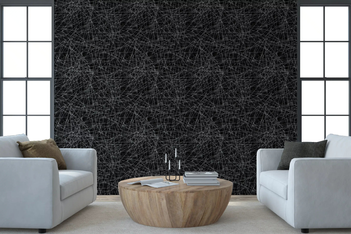 Monochromatic Tangled Web Abstract Wallpaper⁠