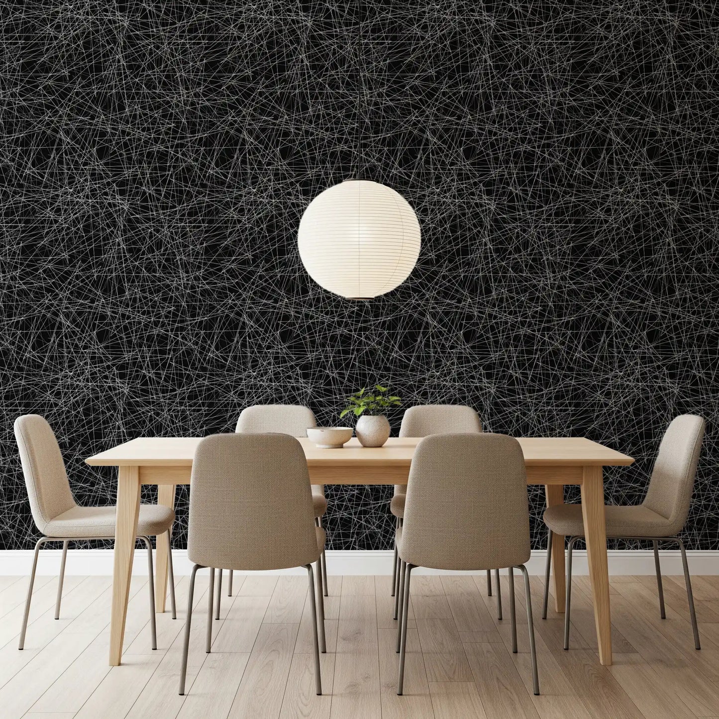 Monochromatic Tangled Web Abstract Wallpaper⁠