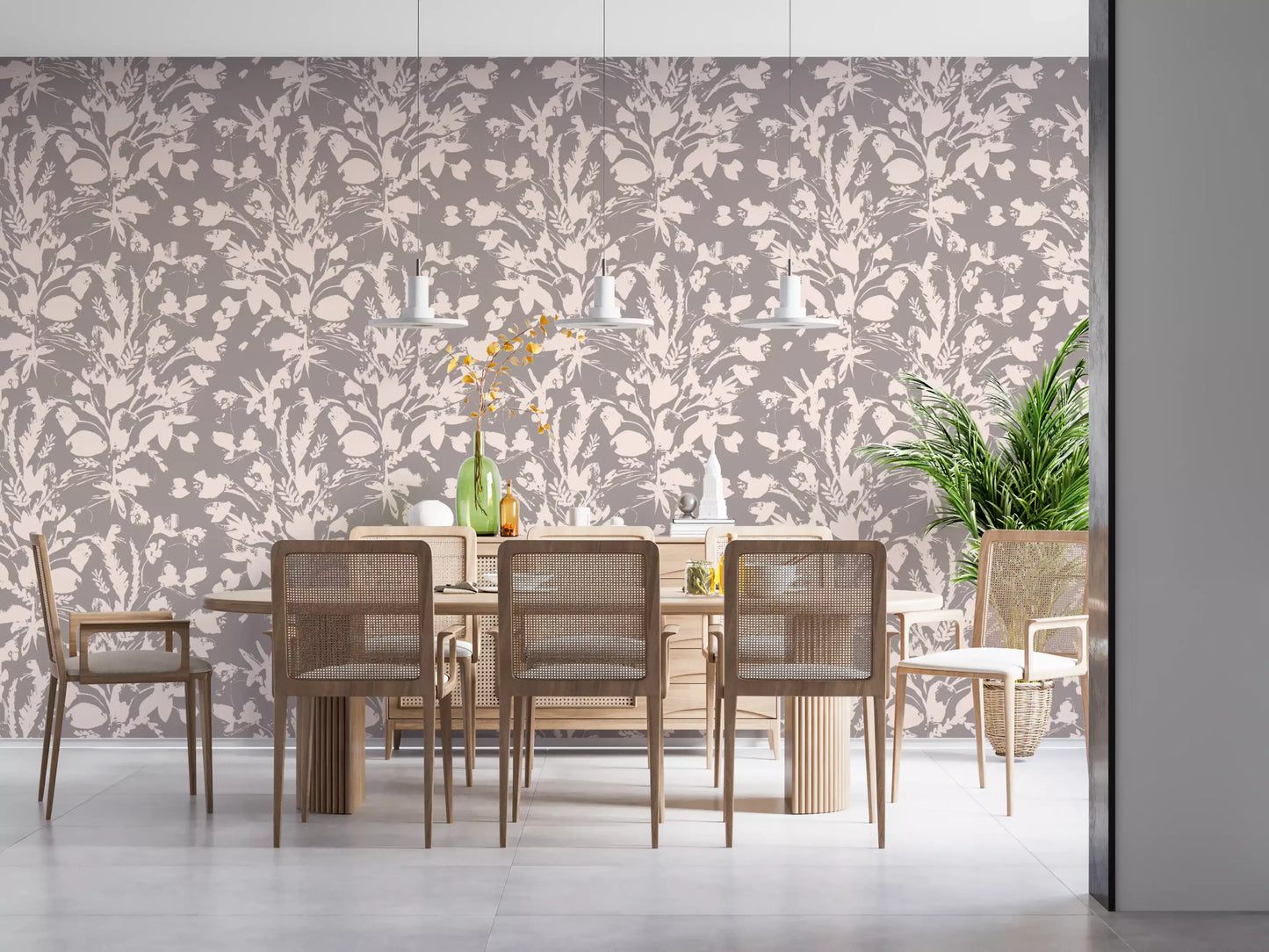 Muted Meadow Botanical Sketch Wallpaper⁠