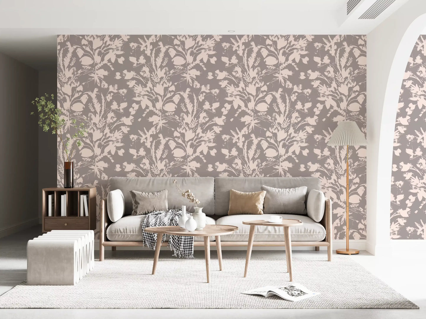 Muted Meadow Botanical Sketch Wallpaper⁠