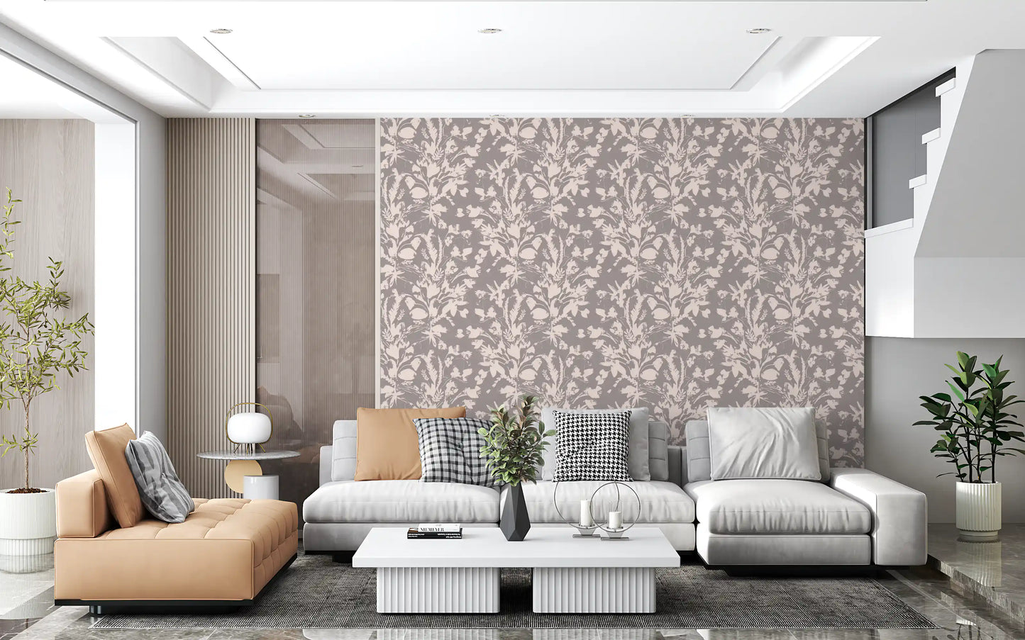 Muted Meadow Botanical Sketch Wallpaper⁠