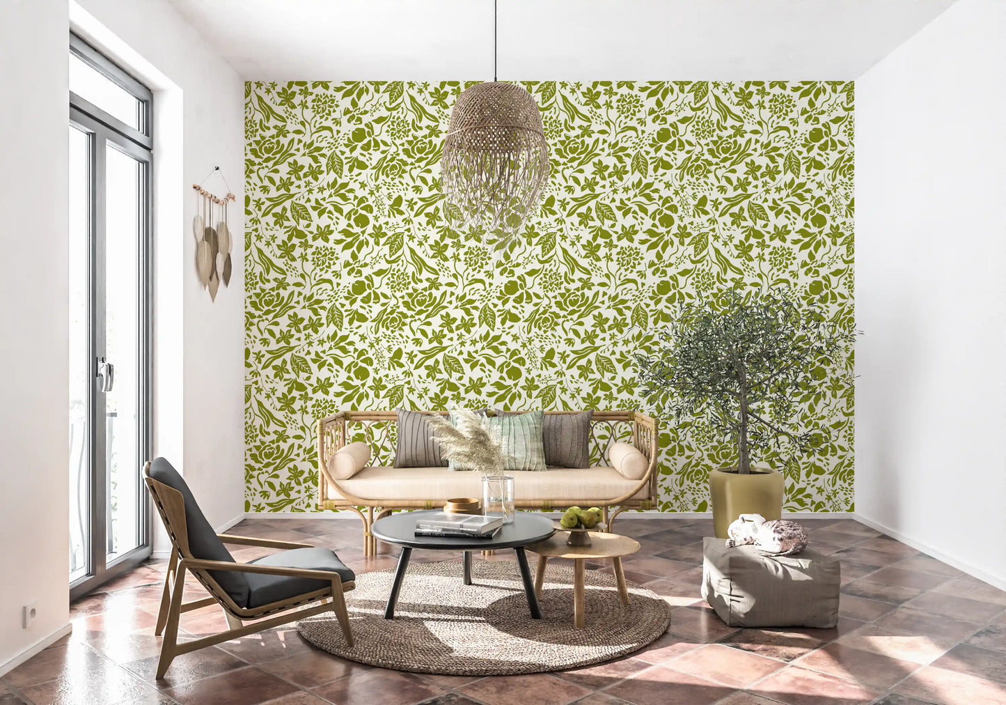 Sage Botanical Silhouette Wallpaper⁠