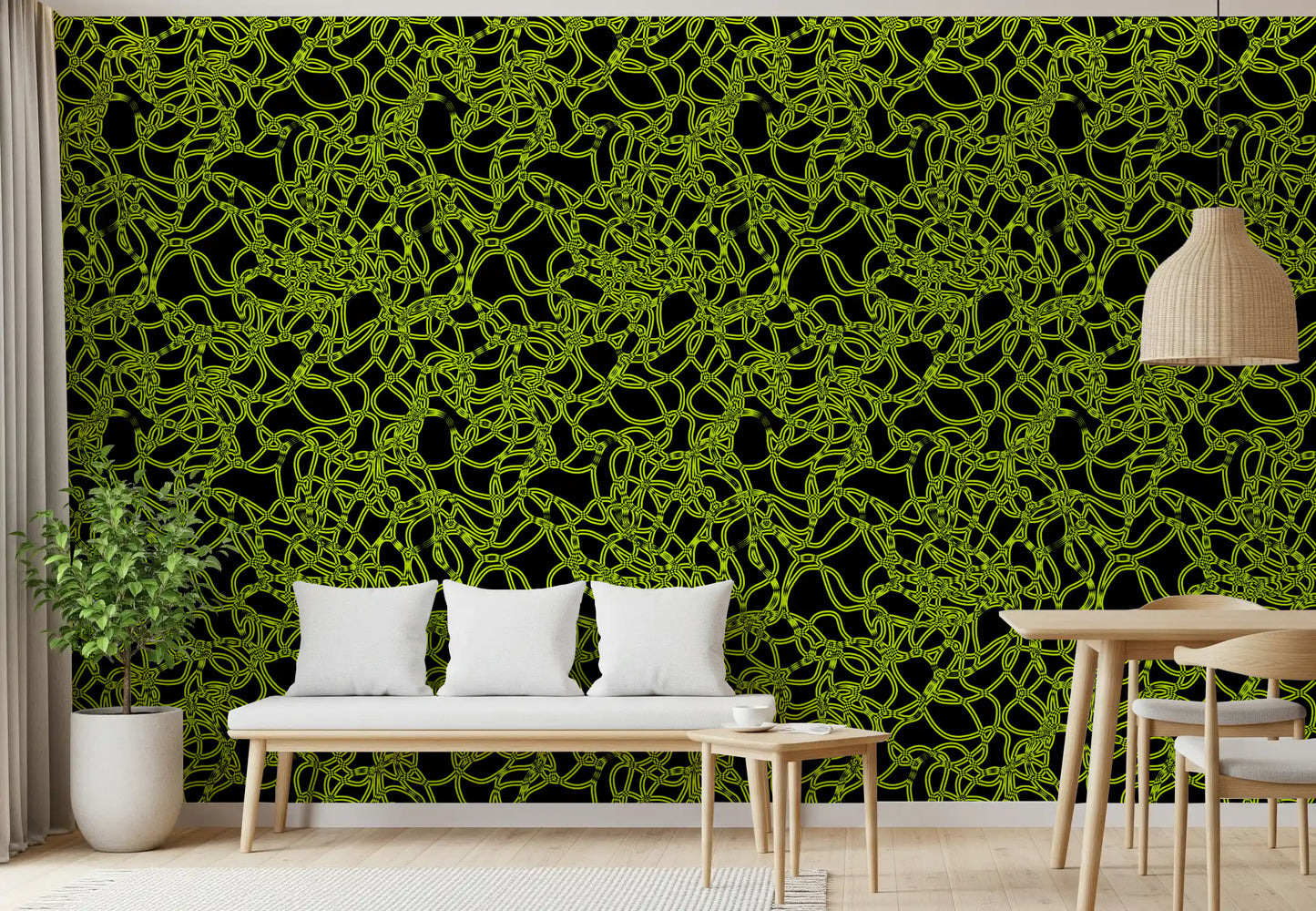Electric Neon Grid Lines Wallpaper⁠
