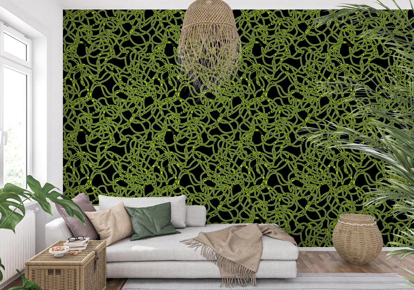 Electric Neon Grid Lines Wallpaper⁠