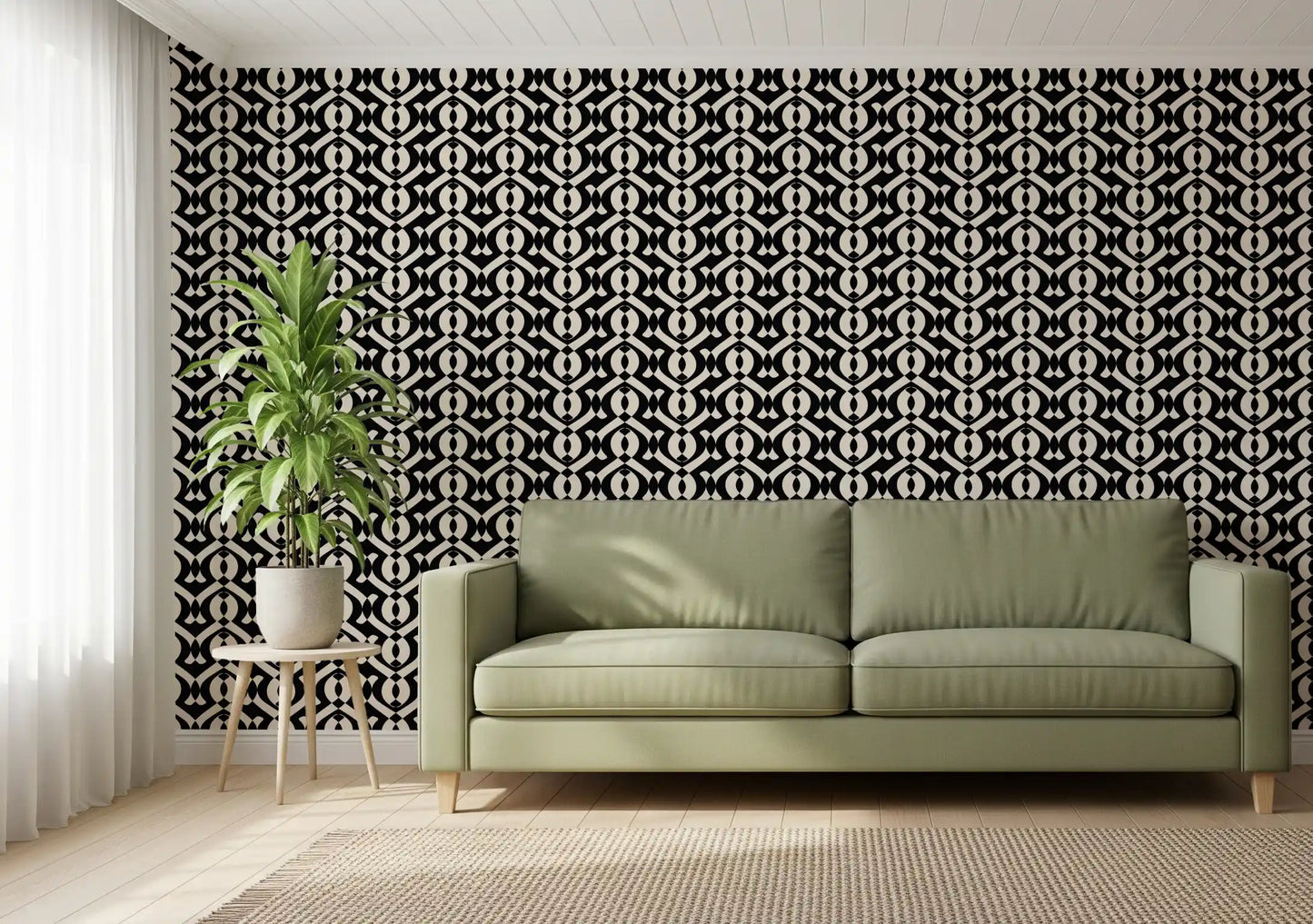 Interlocking Monochrome Curves Wallpaper⁠
