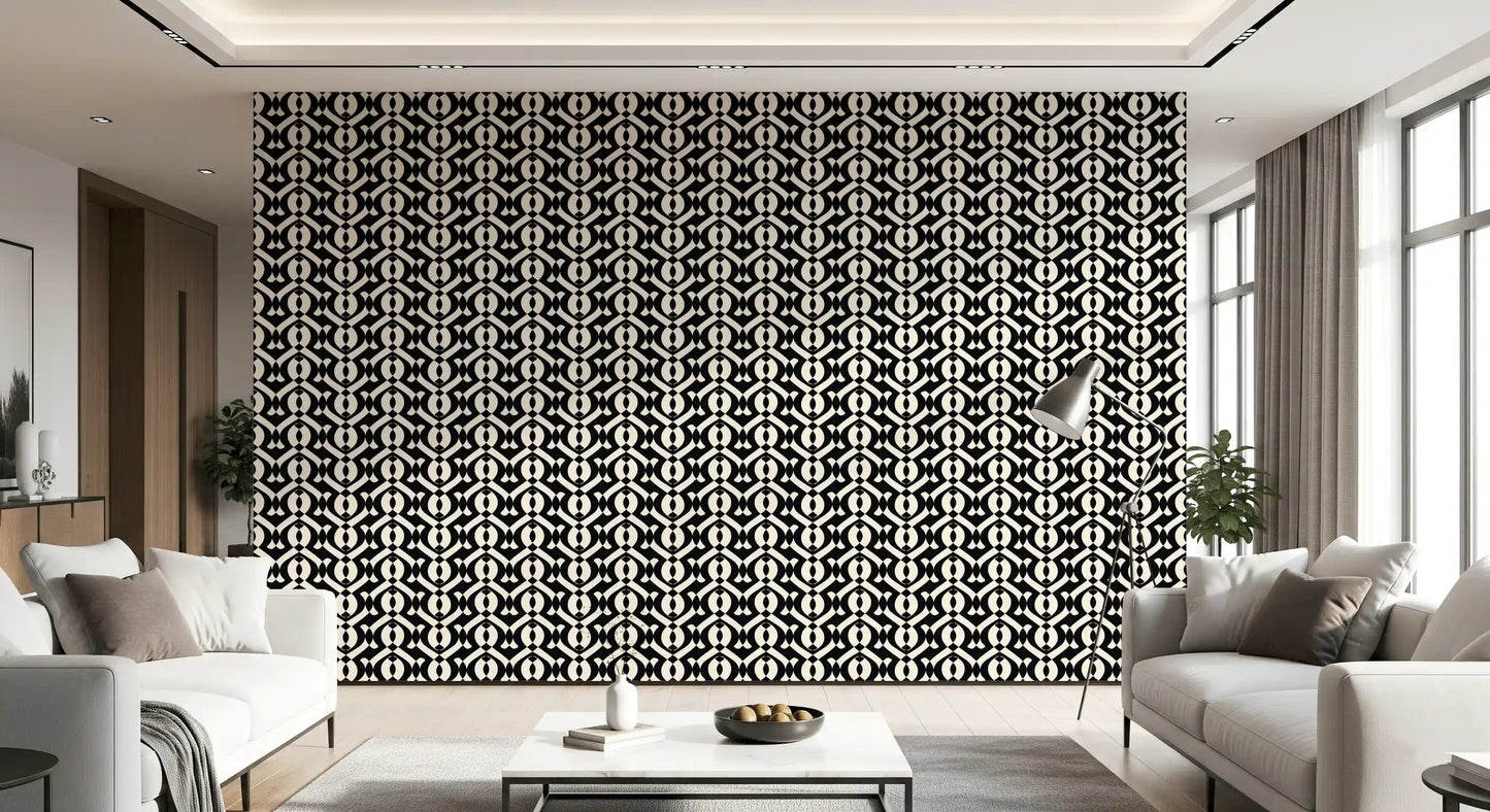 Interlocking Monochrome Curves Wallpaper⁠
