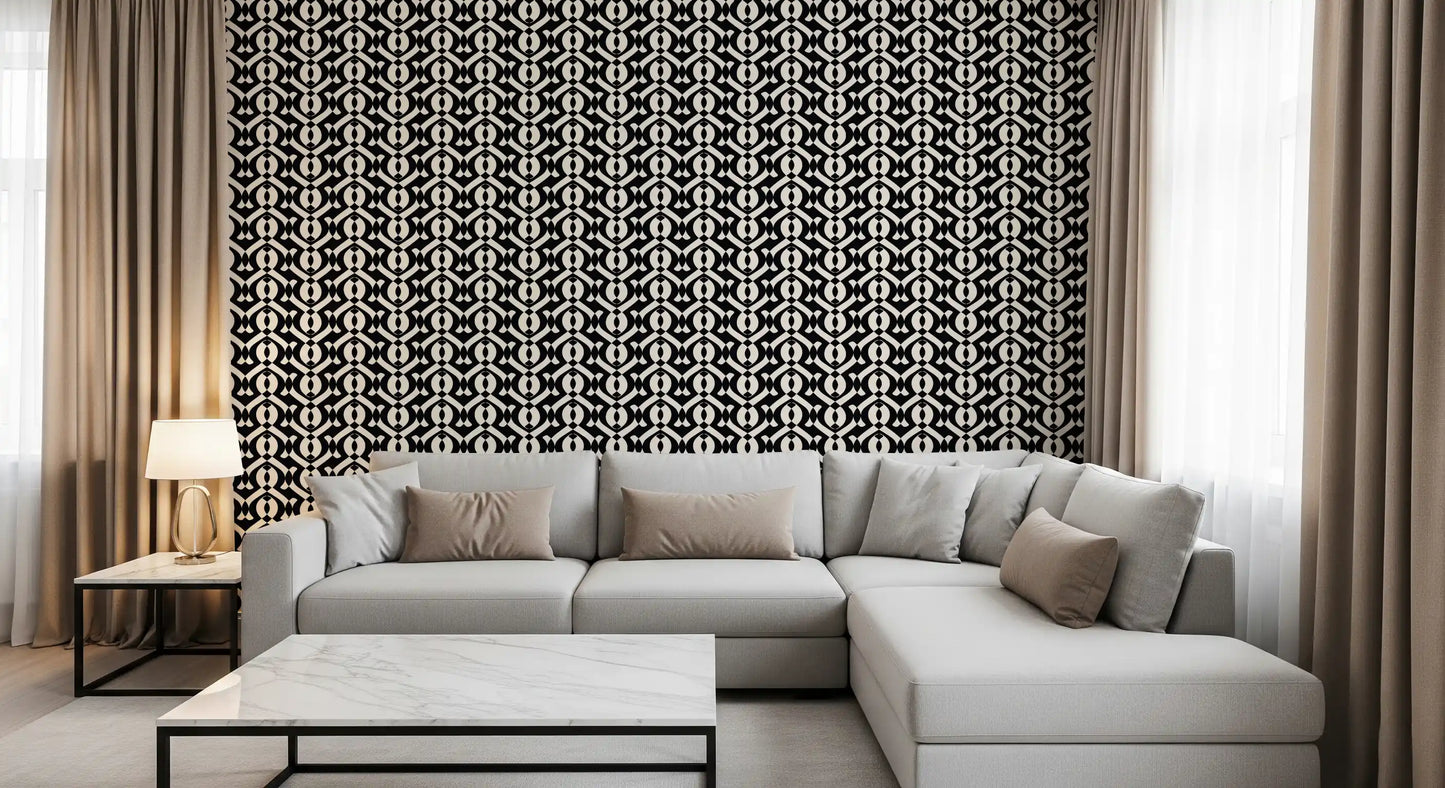 Interlocking Monochrome Curves Wallpaper⁠