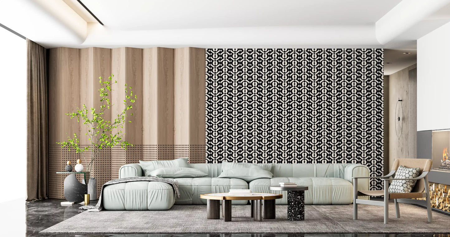 Interlocking Monochrome Curves Wallpaper⁠