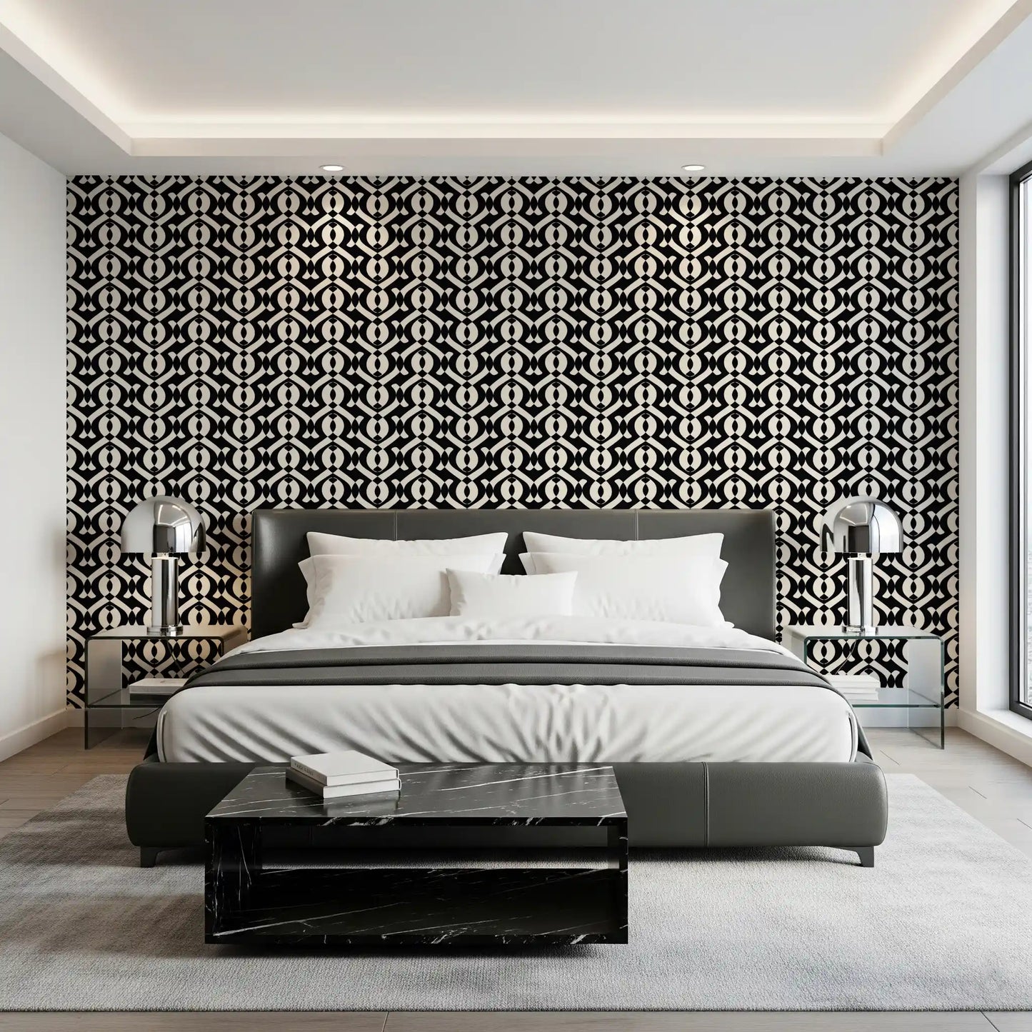 Interlocking Monochrome Curves Wallpaper⁠