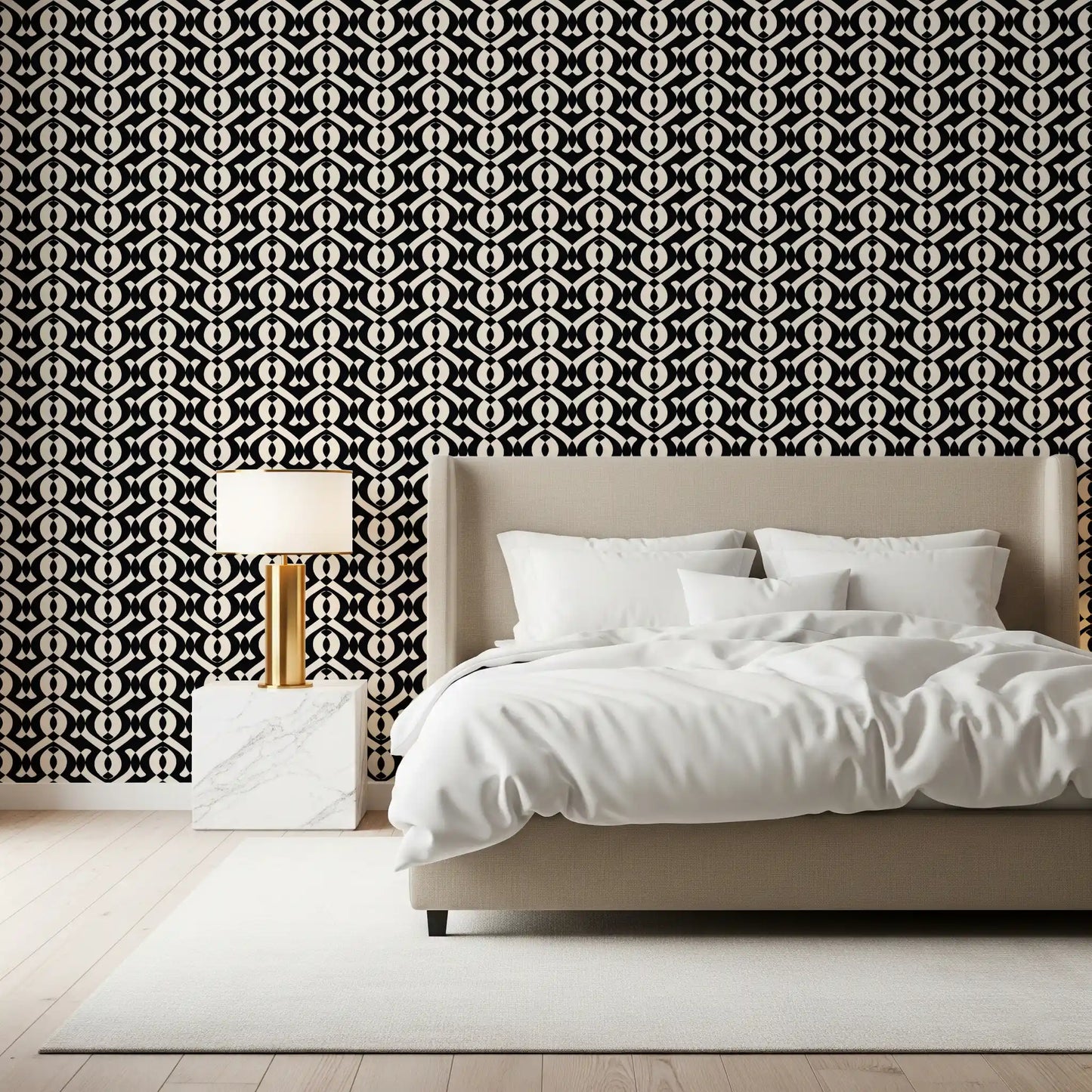 Interlocking Monochrome Curves Wallpaper⁠