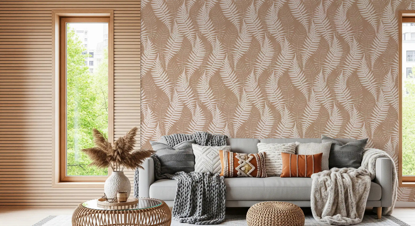 Rustic Fern Silhouette Botanical Wallpaper⁠
