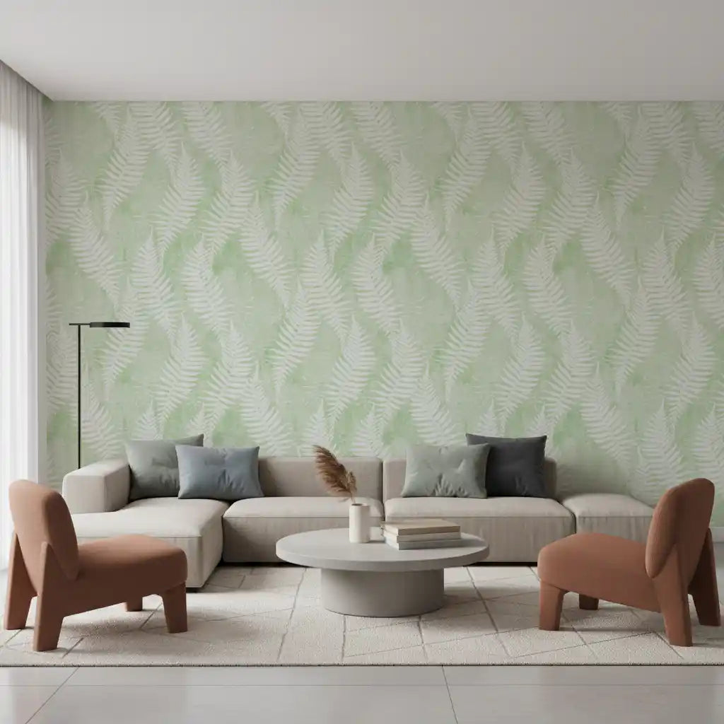 Ethereal Sage Fern Fronds Wallpaper⁠