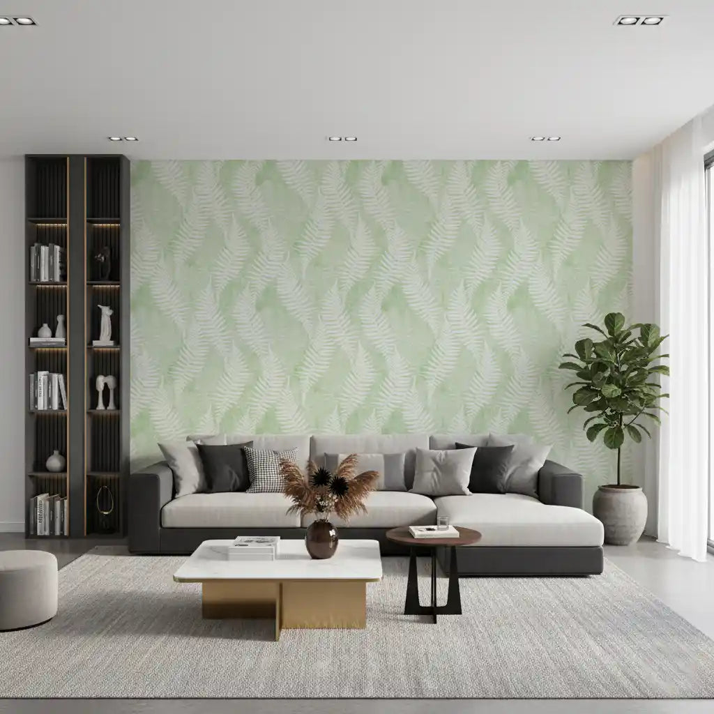 Ethereal Sage Fern Fronds Wallpaper⁠