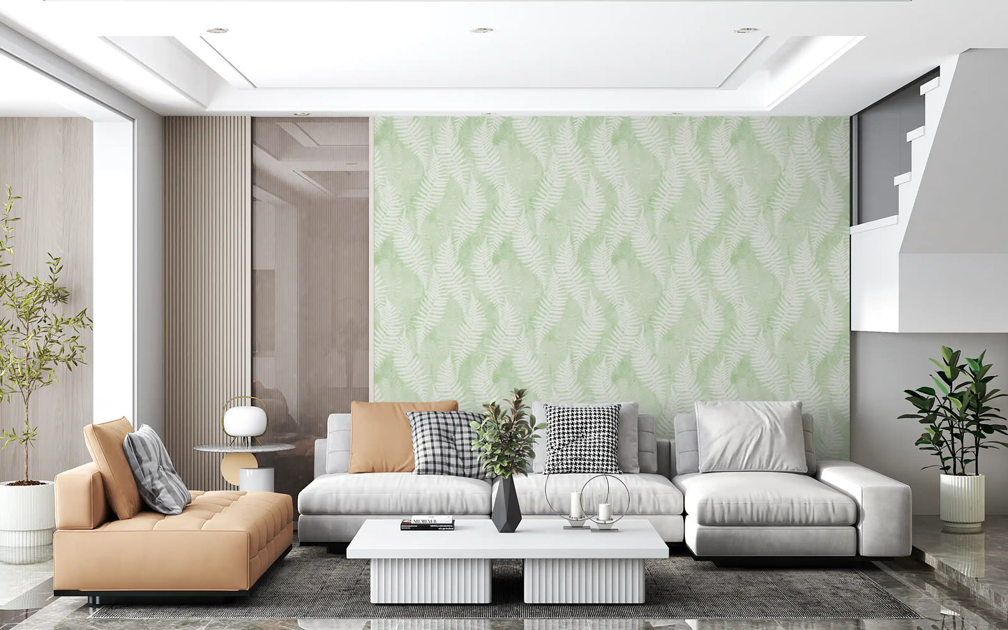 Ethereal Sage Fern Fronds Wallpaper⁠