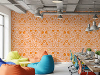 Mexican Folk Art Sun and Animal Pattern Wallpaper⁠