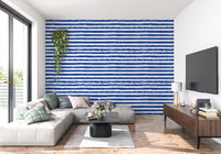 Coastal Navy Brushstroke Stripes Wallpaper⁠