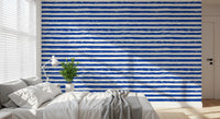 Coastal Navy Brushstroke Stripes Wallpaper⁠