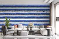 Coastal Navy Brushstroke Stripes Wallpaper⁠