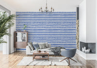 Coastal Navy Brushstroke Stripes Wallpaper⁠