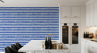 Coastal Navy Brushstroke Stripes Wallpaper⁠
