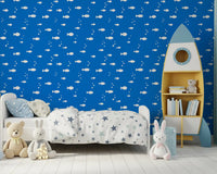 Minimalist Aquatic Blue Print Wallpaper⁠