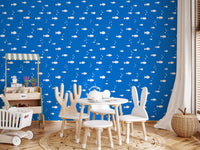 Minimalist Aquatic Blue Print Wallpaper⁠