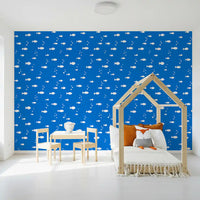Minimalist Aquatic Blue Print Wallpaper⁠