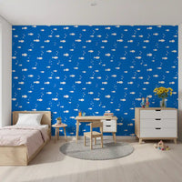 Minimalist Aquatic Blue Print Wallpaper⁠