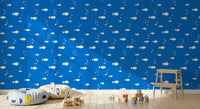 Minimalist Aquatic Blue Print Wallpaper⁠