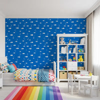 Minimalist Aquatic Blue Print Wallpaper⁠